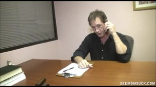 Mom wants her son to get an A so she helps his teacher wit a suck