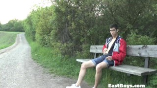 Amateur European Gets Handjob in Public Park