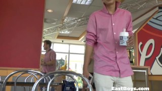 18 Twink Gets First Public Handjob