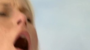 Angelic blonde babe takes cum in mouth after erotic sex
