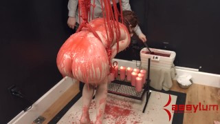Calico turned into anal pig for rough painal, ATM, & caning in bondage (p2)