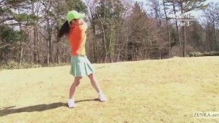 Japanese golf outdoor bottomless miniskirt blowjob penalty round