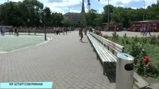 Naughty babe nicole vice naked on public streets
