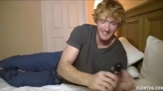 Angry milf jerks off a young dude