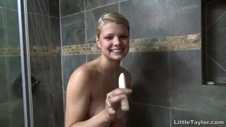 Little Taylor masturbates while on the shower
