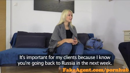 FakeAgent Russian babe takes huge facial in casting