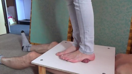 Sexy foot crushing manhood