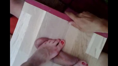 Nice feet on cockbox cock and balls trample massage - POV