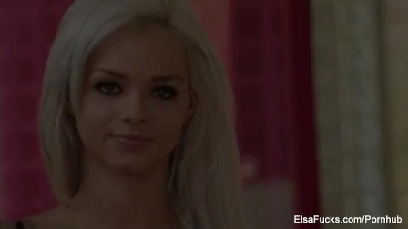 Pretty blonde Elsa teases the camera before getting fucked