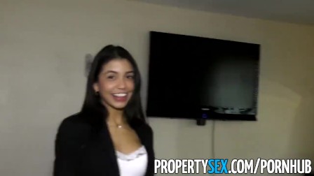 PropertySex - Sexy latina agent cheers up client with squirting pussy sex