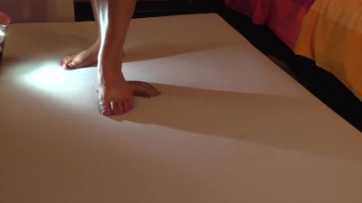 Barefoot cockcrush with cruel sexy feet and cumshot