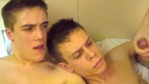 Twinks Threesome Ends With Cumshots