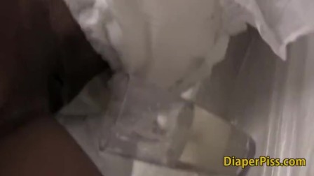Diaper play and piss drinking ebony babe