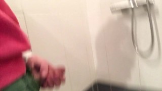 pissing in shower with my smelly dick