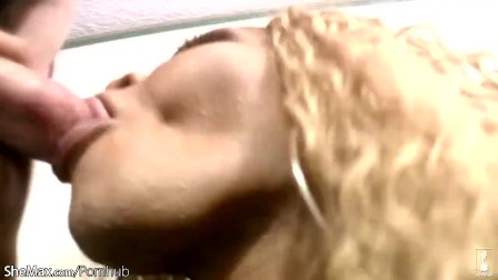 ebony tranny with blonde hair stripping wanking and sucking