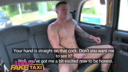 FemaleFakeTaxi Sexy male stripper cums in filthy cab drivers mouth