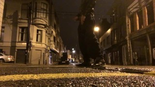 A little bit of dick play in the night in a public place