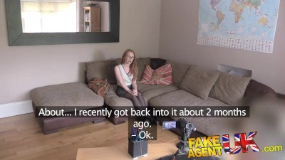 Preview 1 of Fakeagentuk Unexpected Creampie For Sexy Redhead Whilst Riding Big Dick