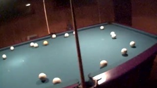 Marta caresses herself on a pool table and Fucks herself with fingers