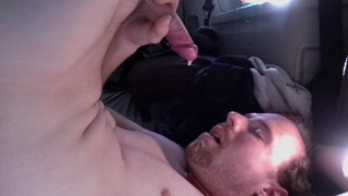 Auto-facial(lol pun intended) in backseat of car