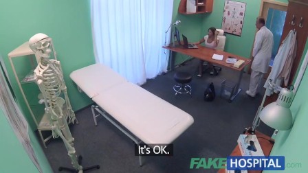 FakeHospital Petite Euro patient orgasms pussy juice over doctors desk