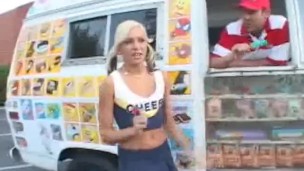 Cheerleader Sucks On Ice Cream Guys Cock