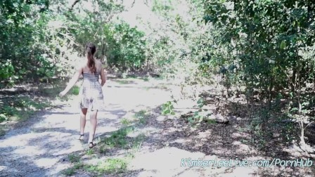 Busty Babe Kimber Lee Flashes and Gives BJ in Public Park!