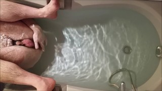 Virgin ass bath anal play - solo str8 guy still learning with butt plug