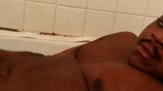 Black bear in the tub with cum