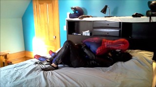 latexed gasmasked enemy of spiderman