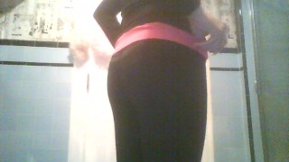 Fat Booty Trans-Girl's New Yoga Pants Are Hard To Get On