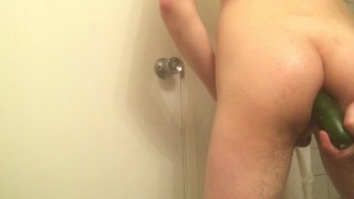 Fitting a cucumber in ass!