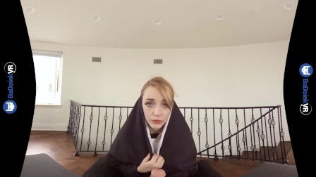 Blonde teen SIster Nun Fucks Priest POV on BaDoinkVR.com