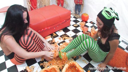 Pumpkins and lesbian sex with Jayden and Kristina