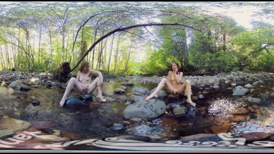 YanksVR's Ana Molly and Belle Masturbate and Cum Outside in a Creek