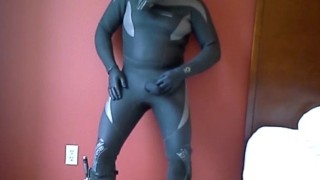 frogman wearing orange adidas soccer cleats jerks off in hotel room