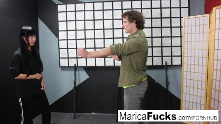 Master Marica teaches ninja student Robby the way