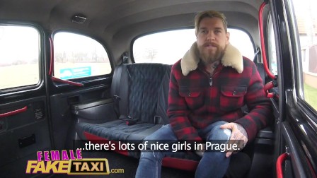 Female Fake Taxi Sexy Englishman pays for czech taxi ride in cum