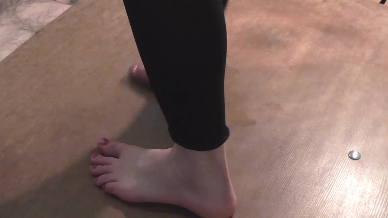 Cockplay cockcrush footjob with long toes and spreaded cum