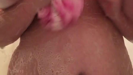 BBW Plays with Her Big Tits in the Shower