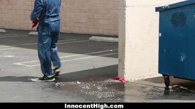 Preview 1 of Innocenthigh - Cheerleader Tied Up And Fucked By The Janitor