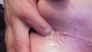 Playing with cum in my ass from BBC