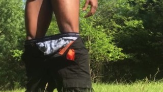 Quick public masturbation with little cumshot!