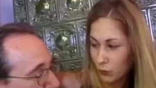 Young retro czech babe facialized by oldguy