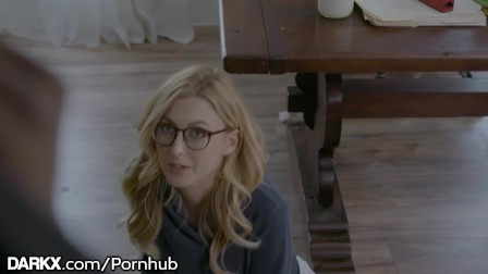 Skinny College Chick Throats Profs Huge Cock