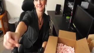 Sexy milf handjob at the office