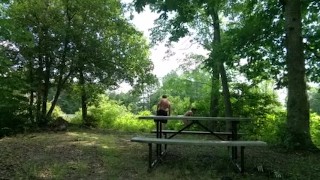 FUCK!!! WE GOT CAUGHT TRYING TO FUCK ON THIS PICNIC TABLE..DAMN!!!!!
