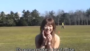 Subtitled Japanese public nudity peeing and then soccer game