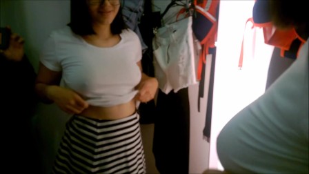Great shopping: blowjob and Trying on clothe in Dressing Room