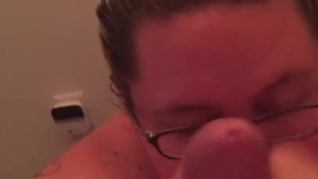 BBW sucks cock takes load to the face part 2